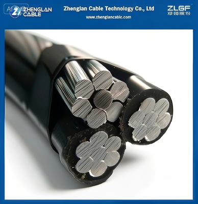 Cavo aereo isolato 0,6/1kV Conduttore in alluminio tripla XLPE Conduttori di fase isolati e cavo neutrale AAAC nudo 2x1/0+1/0AWG